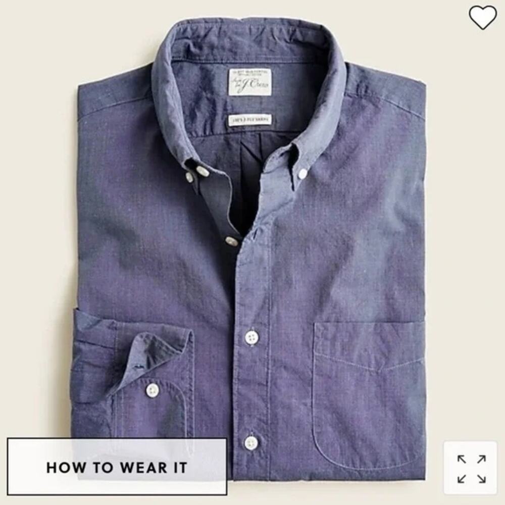 J .Crew Men's Secret Wash Organic Cotton Poplin Shirt Button Down Size M NWOT